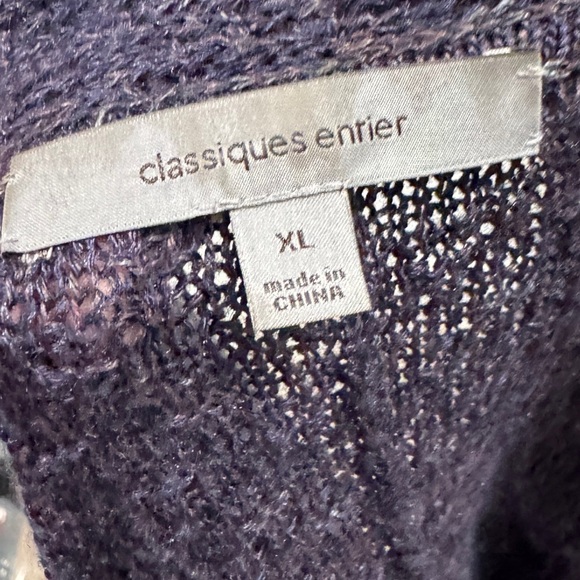 Classiques Entier Silk Wool Linen Blend Purple Knit Open Front Cardigan Size XL - Picture 13 of 14